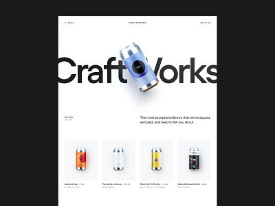 CRAFTWORKS - Playing with hero section ideas beer clean craft beer grid layout minimal shop store type typography whitespace