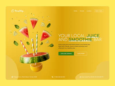 fruitly. Juice & Smoothie bar bar business drink food fruit healthy juice landingpage restaurant smoothie webdesign website