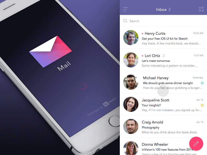 InVision Mail App Prototype ae animation app gif invision iphone mail material mobile prototype ui ux