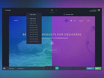 InVision History Mode app clean desktop flat history invision material mode prototyping ui ux web