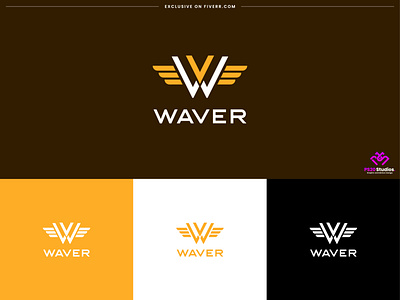 initial logo design - waver branding identity brand brand development branding business logo creative logo design fiverr graphic design illustration initial logo logo logo making ps20studios wing logo