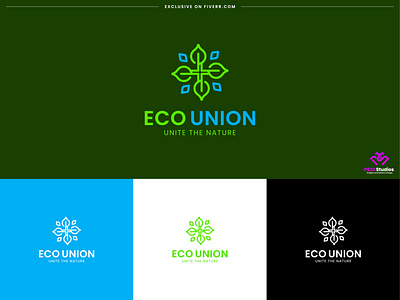 leaf logo design - eco union branding identity brand brand development branding business logo company logo creative logo design eco logo fiverr illustration investment logo leaf logo logo ps20 studios union logo