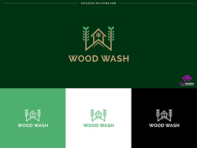 wood logo design - wood wash branding identity