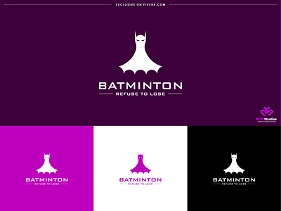 minimalist bat logo design concept - batminton branding identity bat logo brand brand development branding business logo creative logo design fiverr iconic logo illustration logo minimal logo minimalist logo ps20 studios sport logo