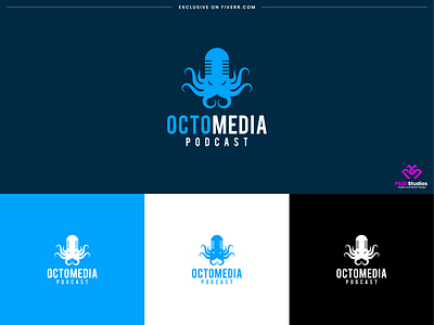 podcast logo design - OCTOMEDIA branding identity animal logo brand brand design brand development branding branding identity business logo creative logo design fiverr icon logo iconic logo illustration logo logo maker minimal logo minimalist logo octopus podcast logo ps20 studios