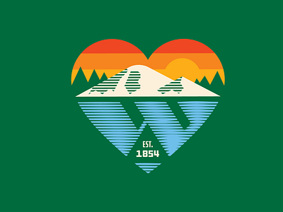 Heart of Whatcom County bellingham cascades cascadia green heart heart logo mt. baker north cascades pnw logo reflection shadow sunrise volcano w logo whatcom whatcom county