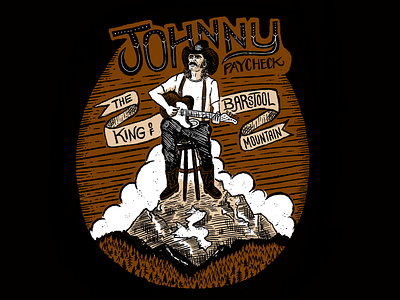 Johnny Paycheck apple pencil band shirt banner barstool blue collar country music cowboy hand type illustration johnny paycheck mountain outlaw country procreate t shirt working class