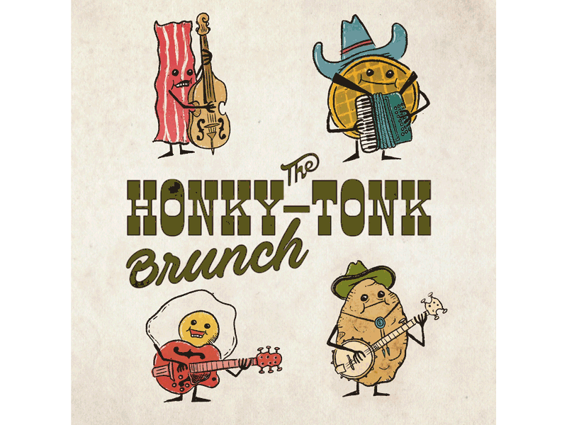 Breakfast Food Band accordian animation bacon banjo breakfast brunch cartoon cellanimation character design cowboy egg guitar honky tonk mograph motion graphics potato procreate retro stand up bass waffle