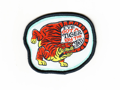 Tiger By The Tail Patch badgedesign bakersfield big cat buck owens cat embroidered patch illustration joe exotic netfix netflix patch patch design tiger tiger king typography