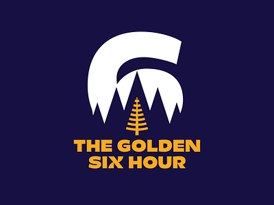 The Golden Six Hour dotties vanilla golden hour larch logo logodesign marathon numeral pacific northwest pine needle pine tree pnw trail logo trail running treeline typographic logo ultramarathon