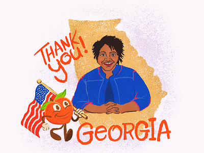 Georgia Saves America's Ass america american flag cartoon character comic flag georgia illustration peach procreate art senate race stacey abrams texture