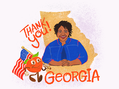 Georgia Saves America's Ass america american flag cartoon character comic flag georgia illustration peach procreate art senate race stacey abrams texture