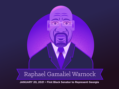 Senator Raphael Warnock african american america black blue geometric georgia gradient illustration politics portrait purple senator vector warnock