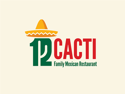 12 Cacti 12 brand cactus desert family restaurant food truck league gothic logo mexican mexican flag mexico mexico colors negative space numeral restaurant restaurant logo sombrero texmex twelve typography