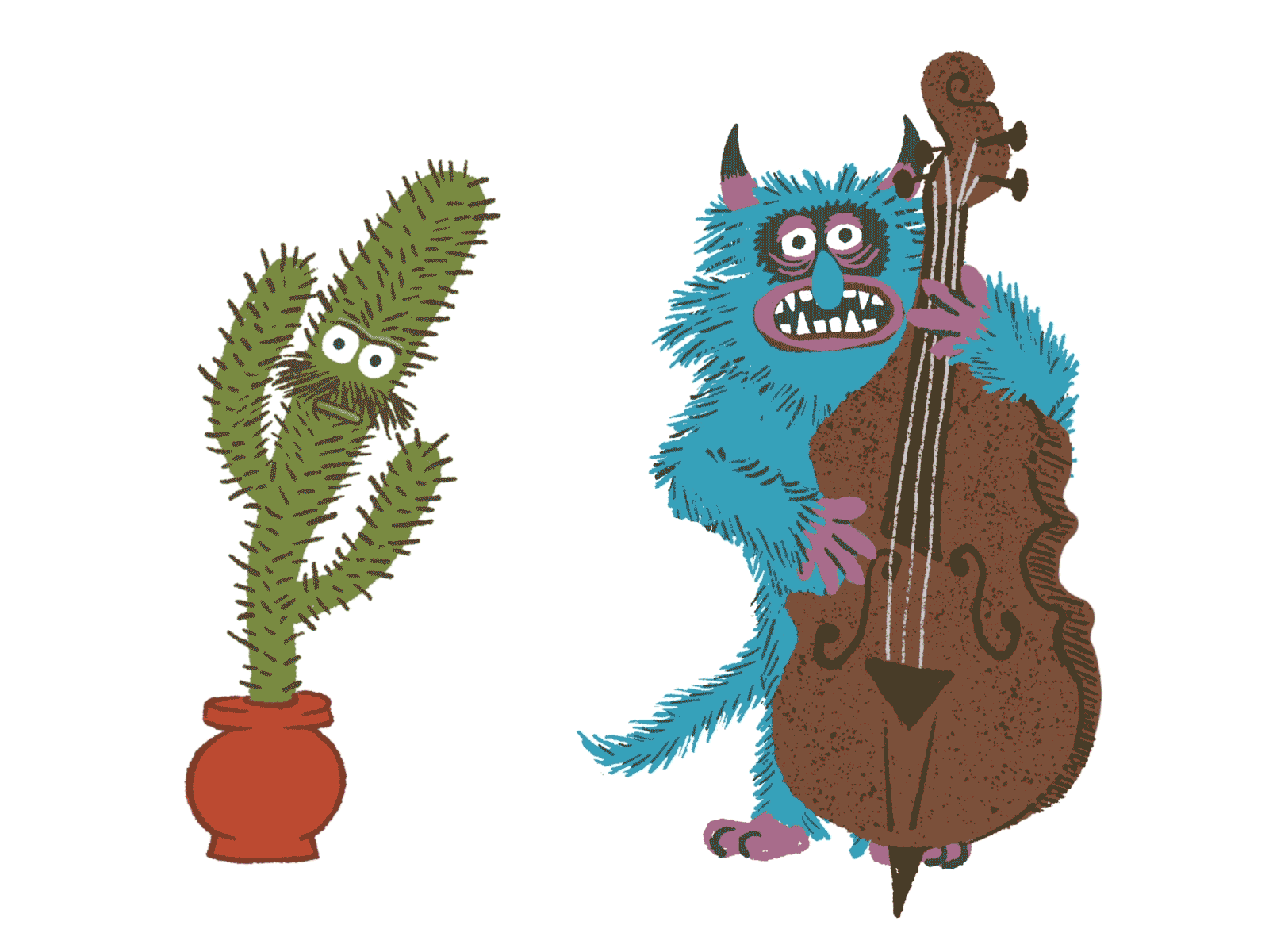 Feel the Rhythm after effects animation band bass blue fur cactus cartoon henson mograph monster motion graphics muppet music video mustace needles procreate raster rock and roll strings texture