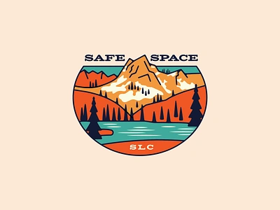 Safe Space SLC boards fork hike illustration lake lake blanch landscape logo mountain mountain peak mountain range mountainscape relaxing safe space salt lake city slc snow therapy tranquil twin peak vector