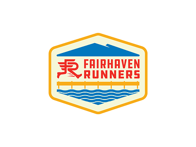 Fairhaven Runners apparel atheletics badge brand ddc hardware fr logo hexagon legs marathon mountains outdoor race running shield shoess speed lines sports sticker track and field waves