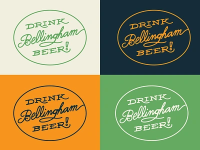 Drink Bellingham Beer! beer bellingham brand branding caligraphy cursive graphic design hand lettering hand type lettering logo marketing merchandise microbrew oval screen printing script serif tshirt design typography