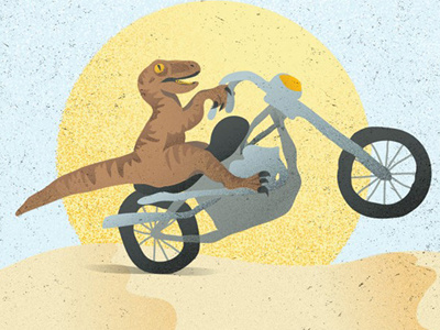 Cretaceous Rider chopper harley illustration motocycle motorbike raptor texture