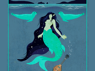Irish Merrrow celtic fable folk music folklore hair illustration illustratorr irish mandolin mermaid merrow mythology photoshop seal selkie tail texture underwater