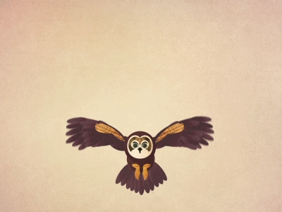 Owl In Flight animation bird cartoon easing flapping flight gif illlustration motion owl proverb verse art