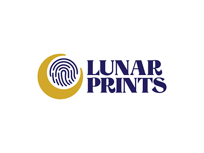 Lunar Prints blue and gold brand branding crescent moon illustration justice system logo modern logo notary serif thumb print