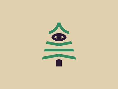 The Watcher in the Woods branches brand evergreen eyeball graphic graphic design horror icon illustration line art logo monoline occult pine tree scaleable scifi spooky thick lines tree vector