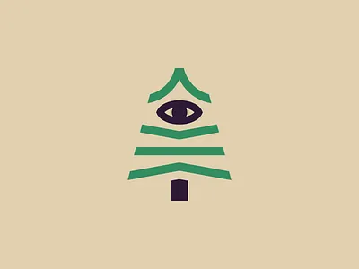 The Watcher in the Woods branches brand evergreen eyeball graphic graphic design horror icon illustration line art logo monoline occult pine tree scaleable scifi spooky thick lines tree vector