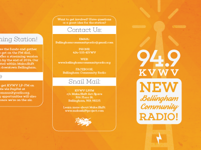 94.9 KVWV brochure community radio lightening bolt radio radio station radio tower
