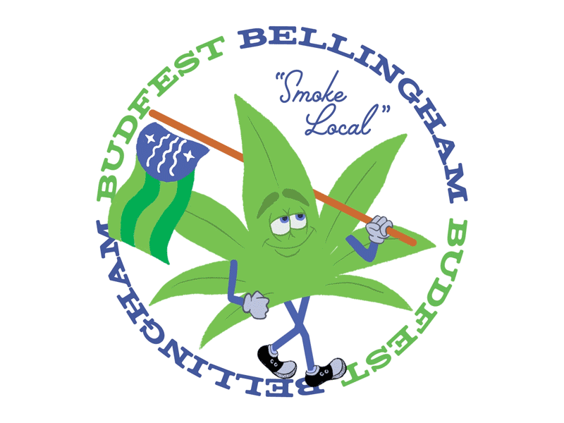 Budfest Buddy after effects animation bellingham bellingham flag bud cannabis cartoon festival festival branding gif green illustration leaf looping marijuana pacific northwest pnw procreate rubber hose walk cycle