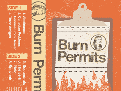Burn Permits album art cassette tape chicago clipboard illinois illustration indie rock packaging roughen seal tape texture