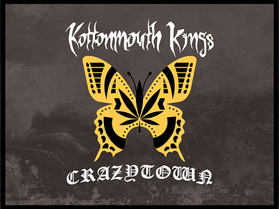 Crazy Kings 90s bad music butteryfly crazytown gigposter graphic design icp illustration insane clown posse juggalo kottonmouth kings shame vector weed white rap
