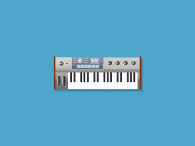 Synth button illustration keyboard keys nobs piano synthesizer