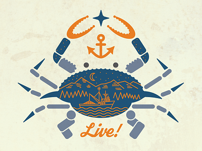 Sitka Crab alaska anchor boat claws crab fishing boat geometric gigposter illustration star trees