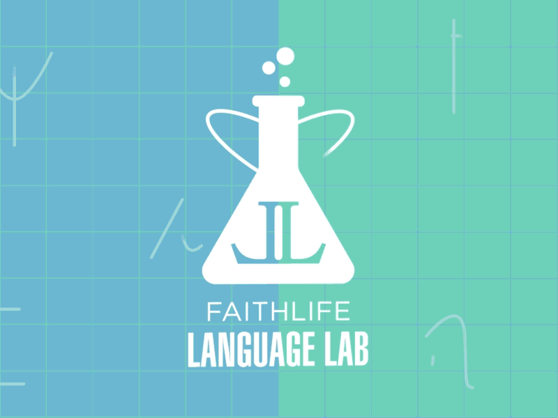 Language Lab beaker broadcast broadcast identity bumper gif greek hebrew identity intro lab language motion graphic