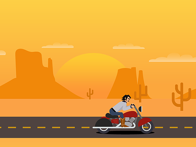 Honda Shadow cactus character country cowboy boot desert illustration motorcycle singer songwriter sunset townes van zandt