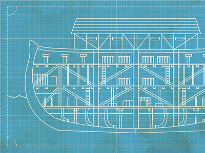 Ark Blueprint blueprint boat compartments cross section grid illustration line art monoline noahs ark old testament schematic ship