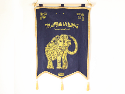 1889 - Columbian Mammoth banner fossil illustration line craft mammoth medieval monoline pacific northwest screen print symbol tapestry washington state