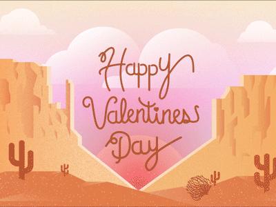 Animated Desert Romance cactus clouds desert gif gradient grain heart mograph motion negative space sand tumbleweed