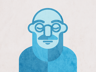 Calm Bro bald beard blue calm glasses illustration man monoline mustache quite silent wise