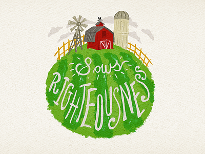 Righteous Farm barn farm hand drawn hand type planet proverb silo texture tiny planet typography weather vane windmill