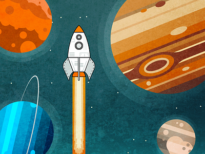 Space Travel astronaut illustration jupiter mars nasa planets pluto rocket solar system space spaceship uranus