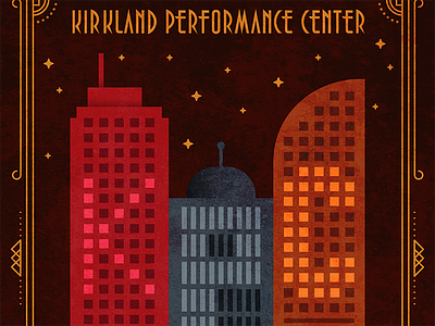 Kirkland Cityscape art deco border building gradient illustration seattle skyscraper stars texture windows