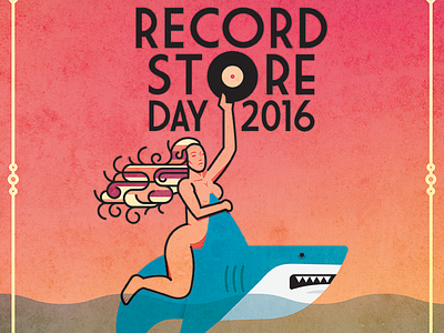 Record Store Siren frazetta geometric gradient illustration nude ocean poster record store day shark siren texture woman