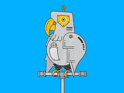 Spark animation cartoon future illustration parrot robot sci fi steam punk