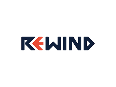 Rewind arrow brand combination mark custom identity logo retro type typography vcr vhs