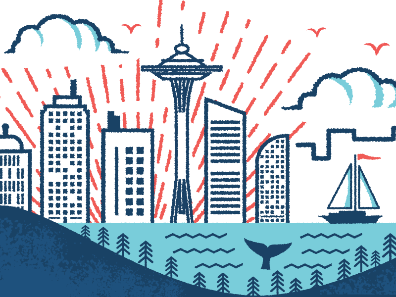 Seattle Skyline by Brad Lockhart on Dribbble