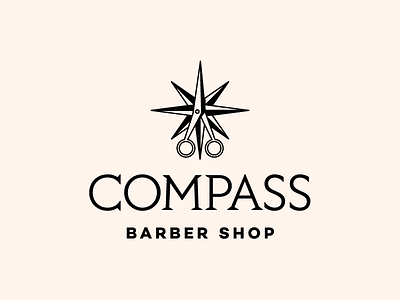 Compass Barber Shop barber shop beauty brand compass hair identity logo nautical scissors star