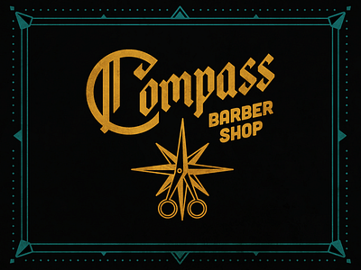 Color Compass arrow atreyu barber brand compass cubano direction identity logo rose scissors star