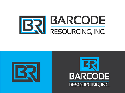 Barcode Resourcing, Inc. blue collar brand identity letter mark logo rebrand thick lines utilitarian